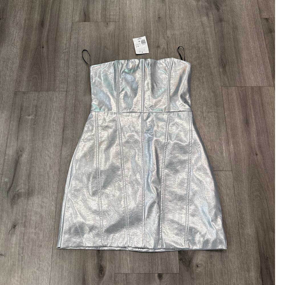 Forever 21 Strapless Mini Silver Dress Women's Size M